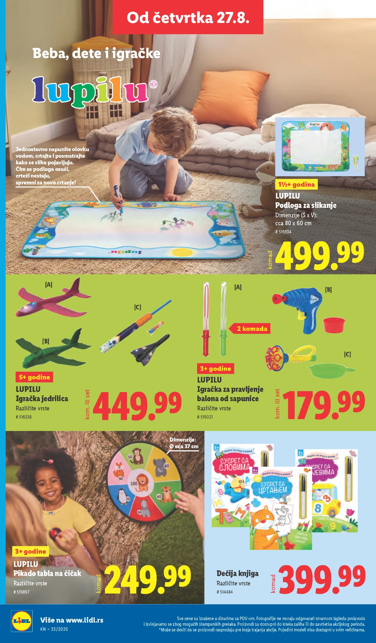 Lidl katalog strana 84 – Lupilu igračke, podloga za slikanje i dečije knjige