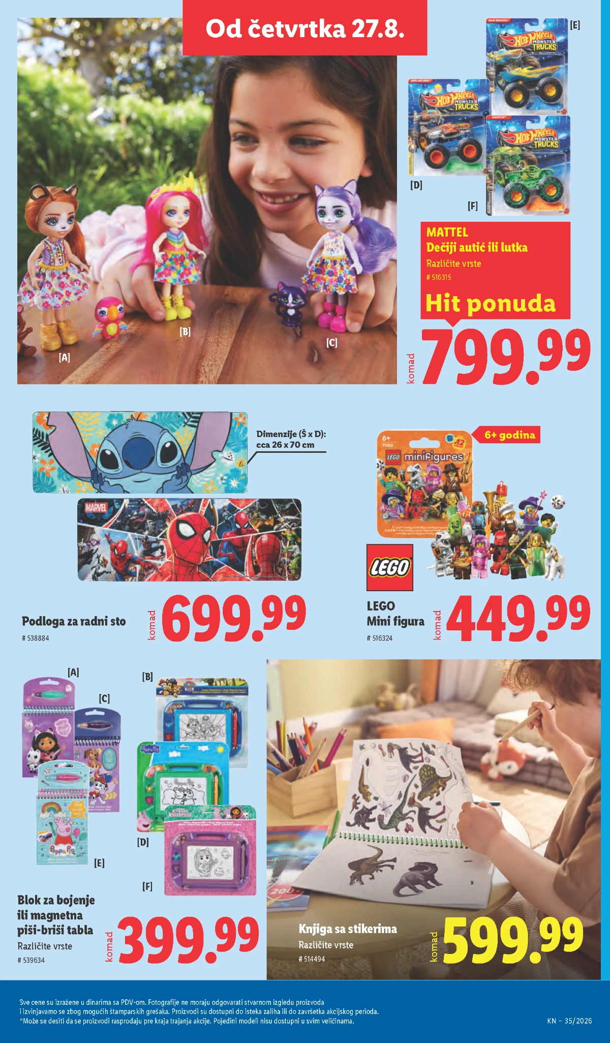Lidl katalog strana 85 – Mattel igračke, LEGO figura i blokovi za bojenje