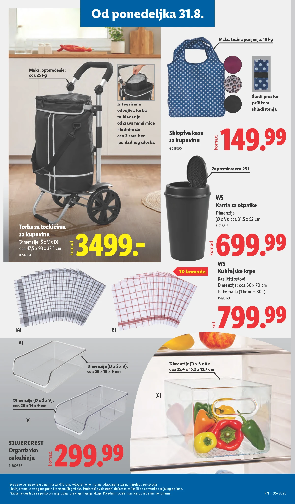 Lidl katalog strana 89 – torba sa točkićima, kanta i kuhinjski organizator