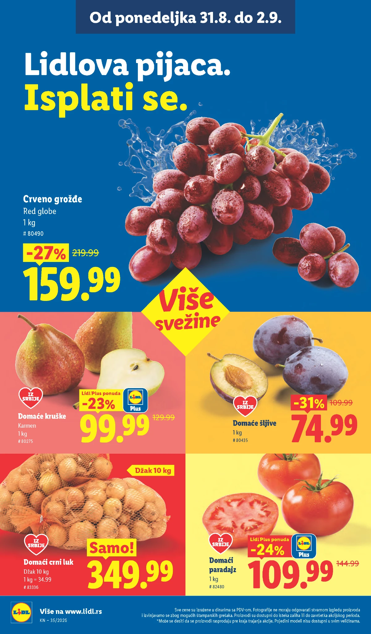 Lidl katalog strana 96 – grožđe, kruške, šljive, paradajz i crni luk