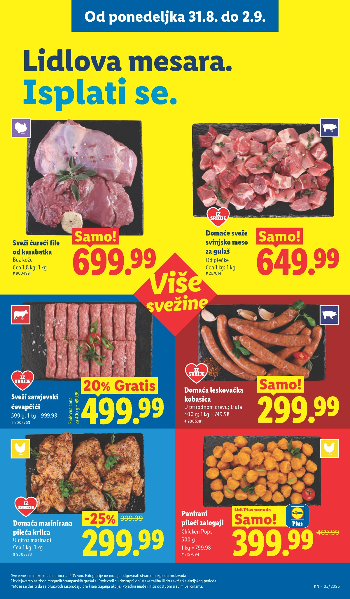Lidl katalog strana 97 – svinjsko meso, pileća krilca, ćevapčići i ćureći file