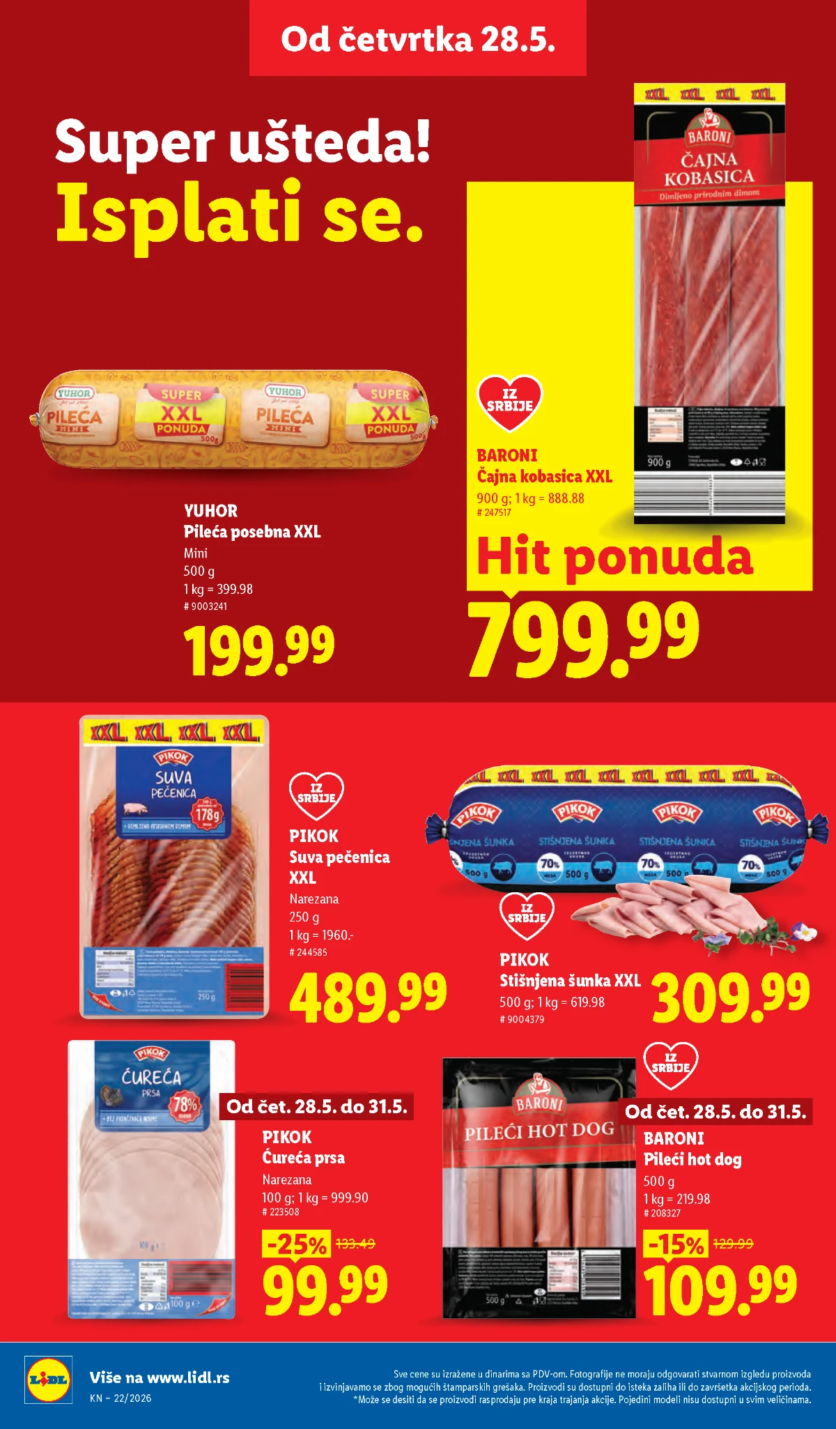 Lidl katalog strana 22 – akcijska ponuda od 28.05. do 03.06.2026 Lidl katalog strana 22 – proizvodi na akciji u Lidl marketima