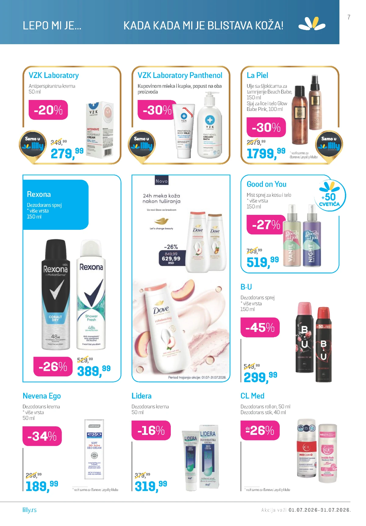 Lilly katalog jul 2026 nega tela i dezodoransi