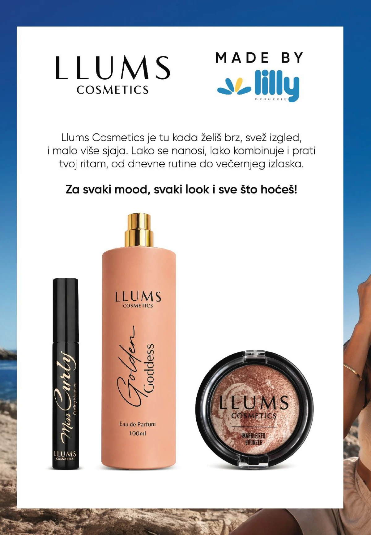 Lilly katalog avgust 2026 – LLUMS Cosmetics, parfemi, maskara i bronzer po akcijskim cenama.
