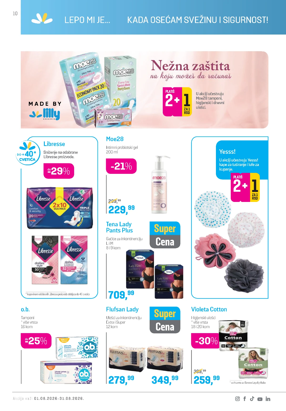 Lilly katalog avgust 2026 – higijenski proizvodi i intimna nega.