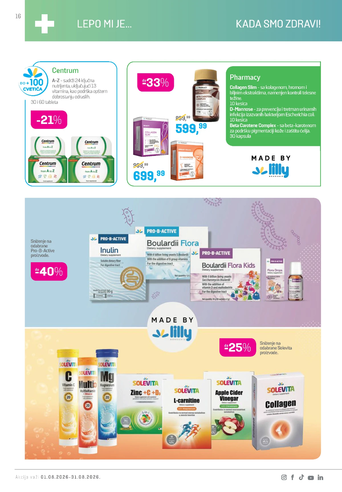 Lilly katalog avgust 2026 – vitamini, suplementi i proizvodi za zdravlje.