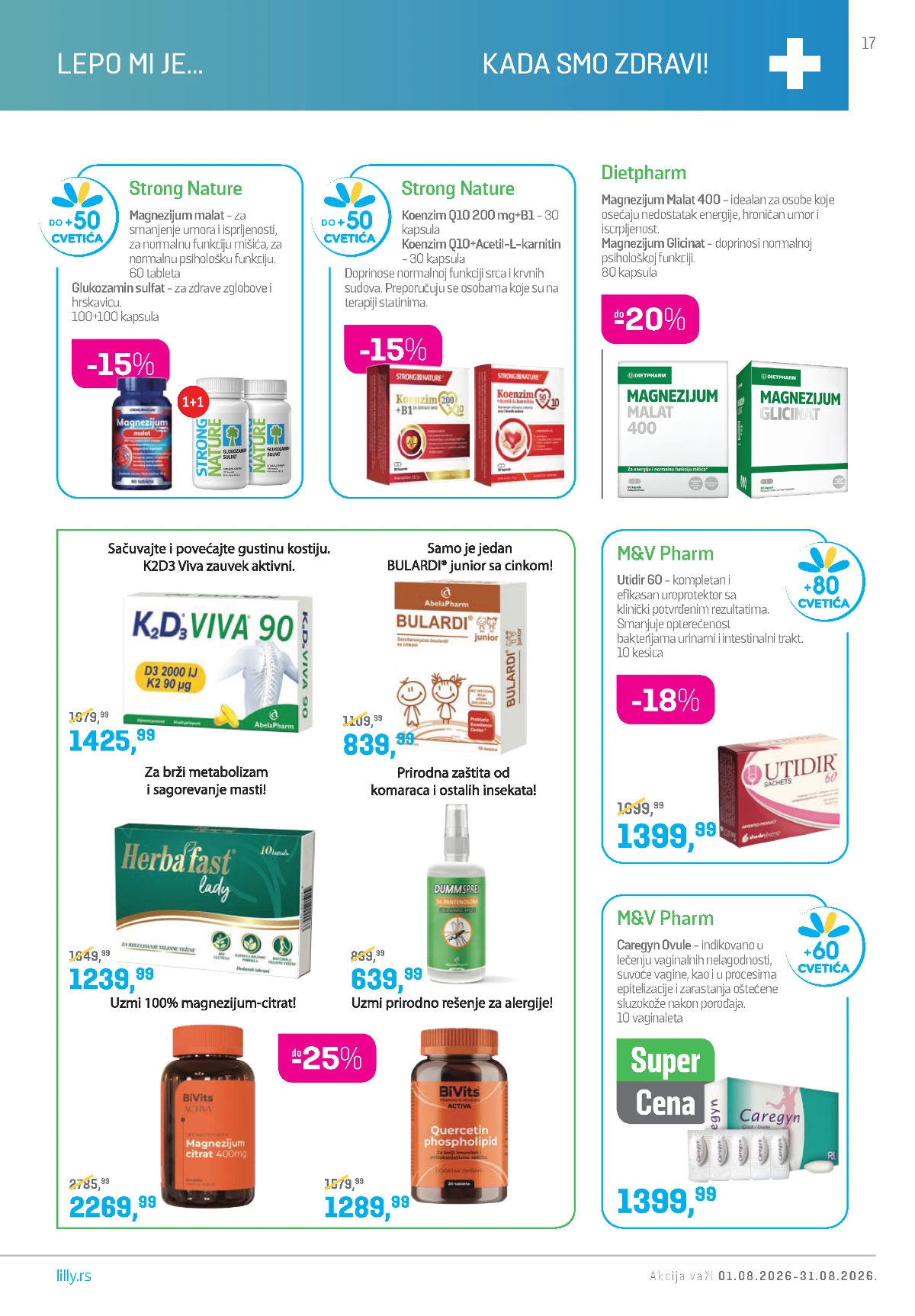 Lilly katalog avgust 2026 – magnezijum, vitamini i preparati za zdravlje.