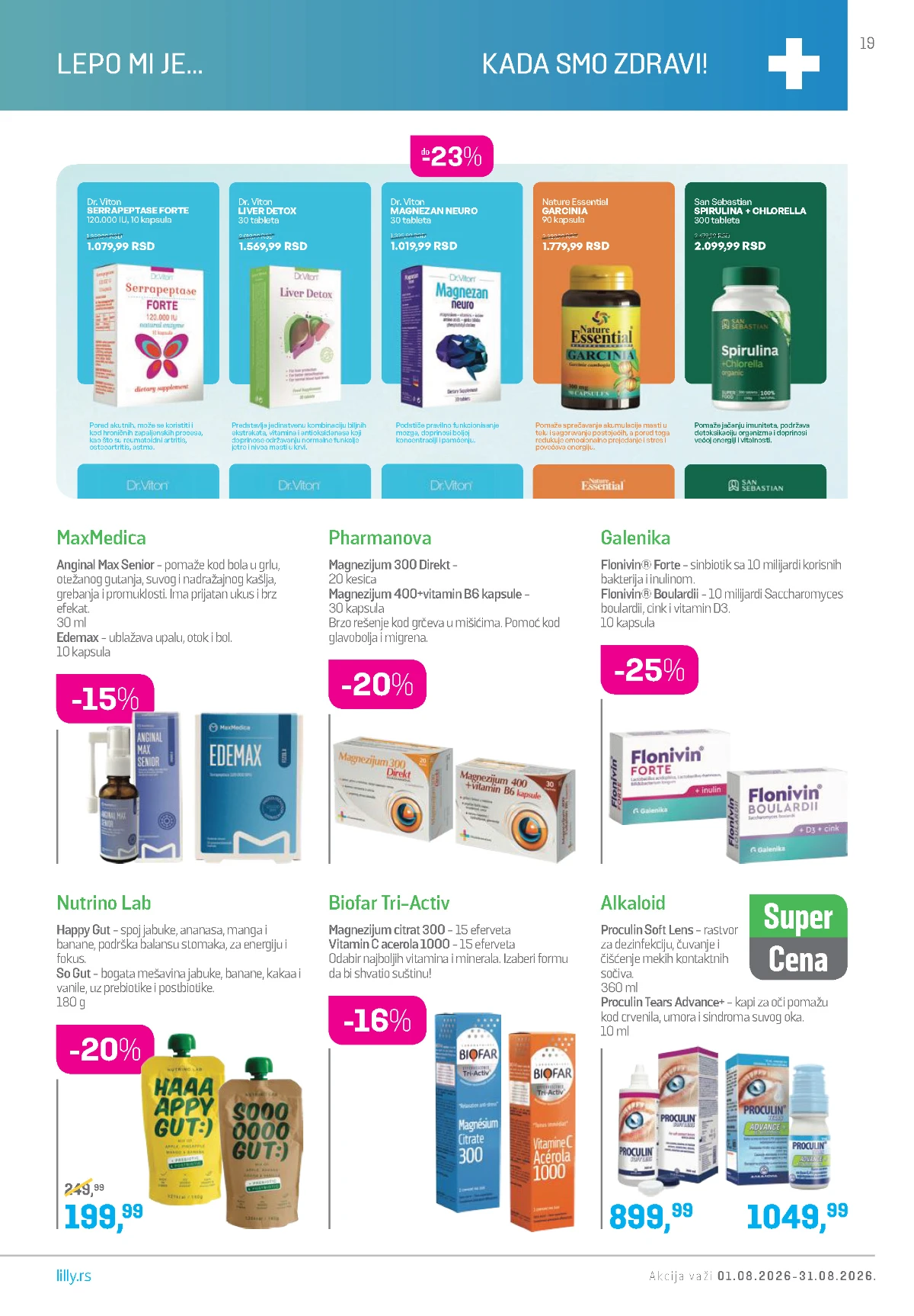 Lilly katalog avgust 2026 – vitamini, minerali i proizvodi za zdravlje.