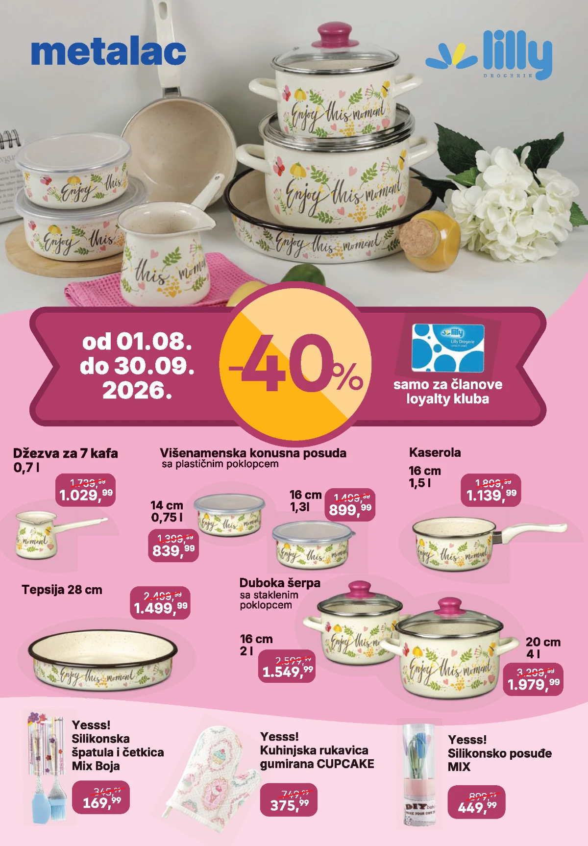 Lilly katalog avgust 2026 – Metalac posuđe i kuhinjski dodaci uz popust do 40% za članove Loyalty kluba.