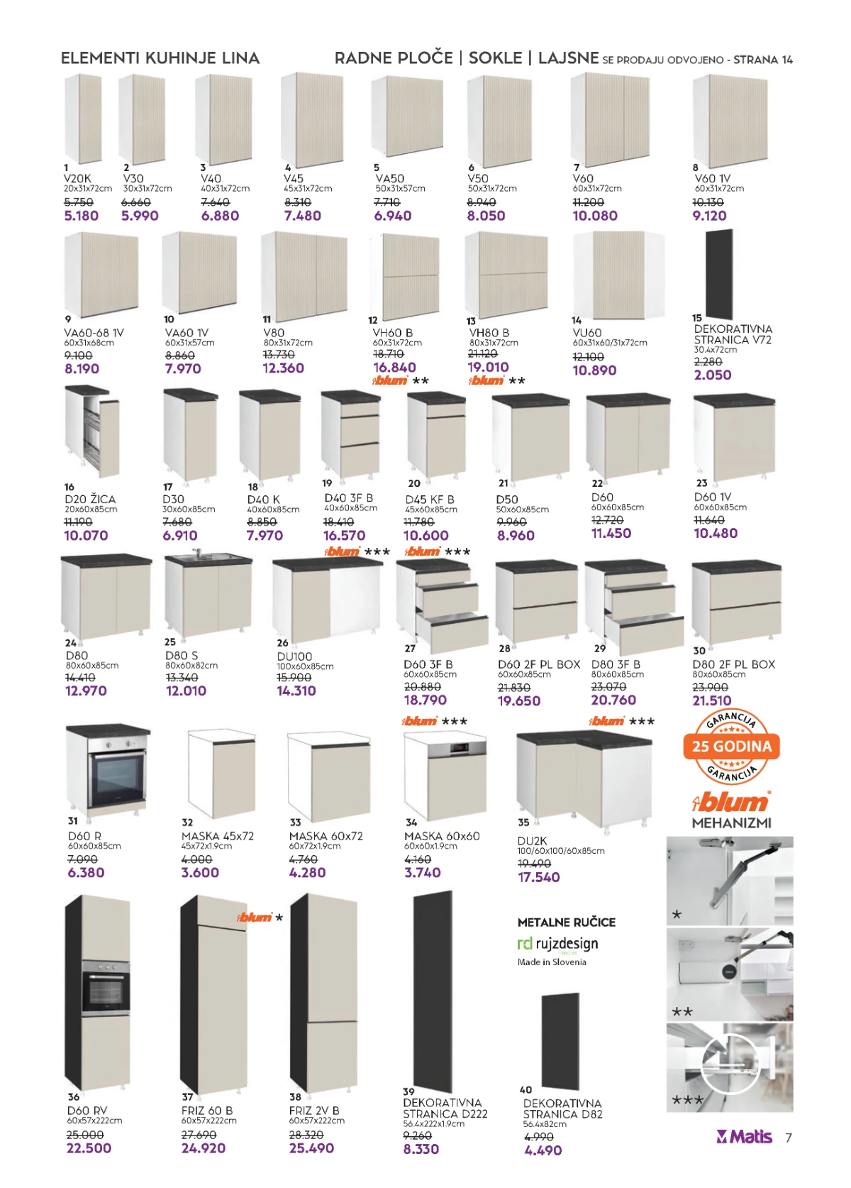 Matis katalog strana 7 – elementi kuhinje Lina sa akcijskim cenama