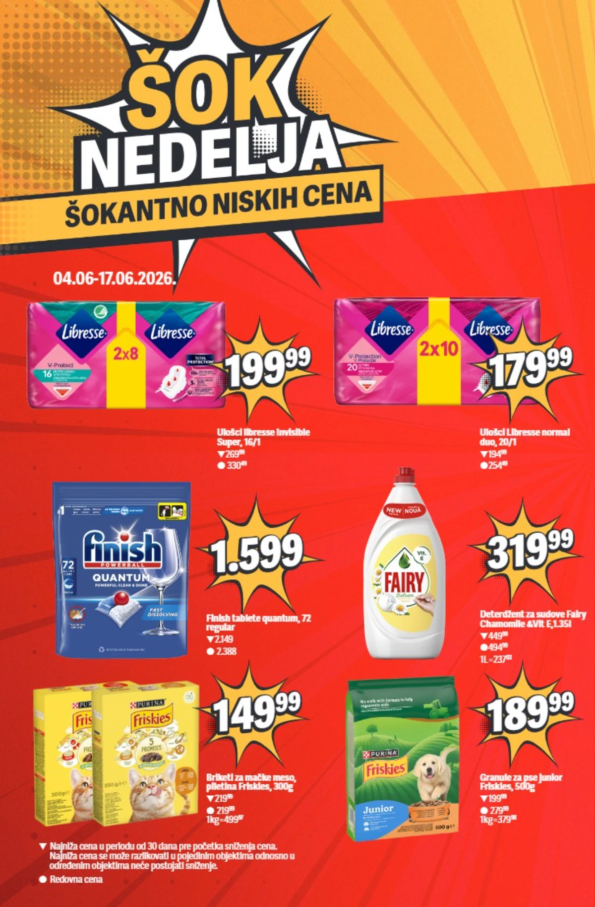 Maxi Šok nedelja strana 12 – kućna hemija i pet program Maxi Šok nedelja – Libresse, Finish i Friskies na akciji