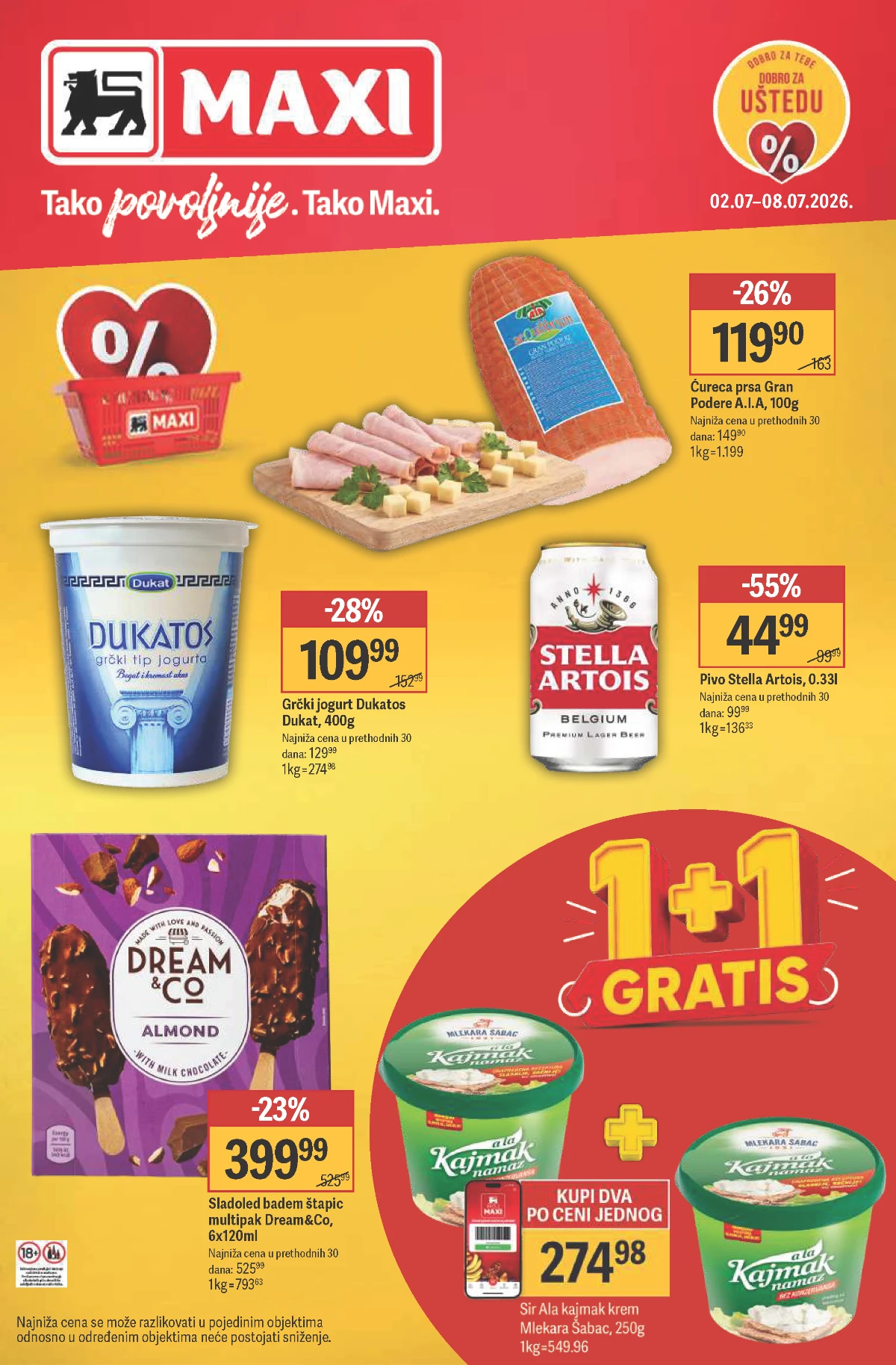 Maxi katalog od 02. do 08.07.2026. sa uštedama do 55% i 1+1 gratis ponudama