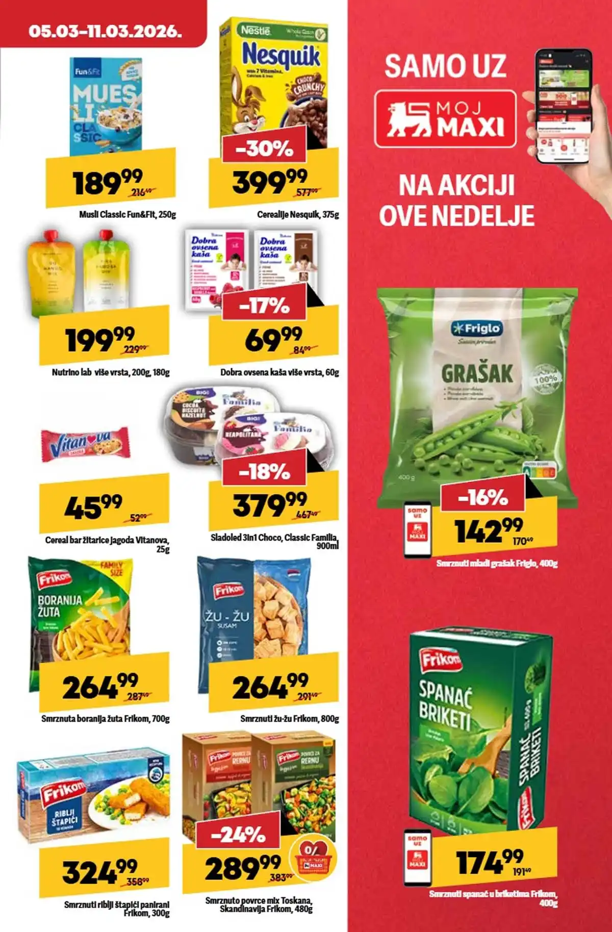 Maxi katalog nedeljna akcija strana 17 piće pakovanja popusti do 11. mart 2026 Maxi nedeljni katalog strana 17 akcije na piće i pakovanja Srbija mart 2026