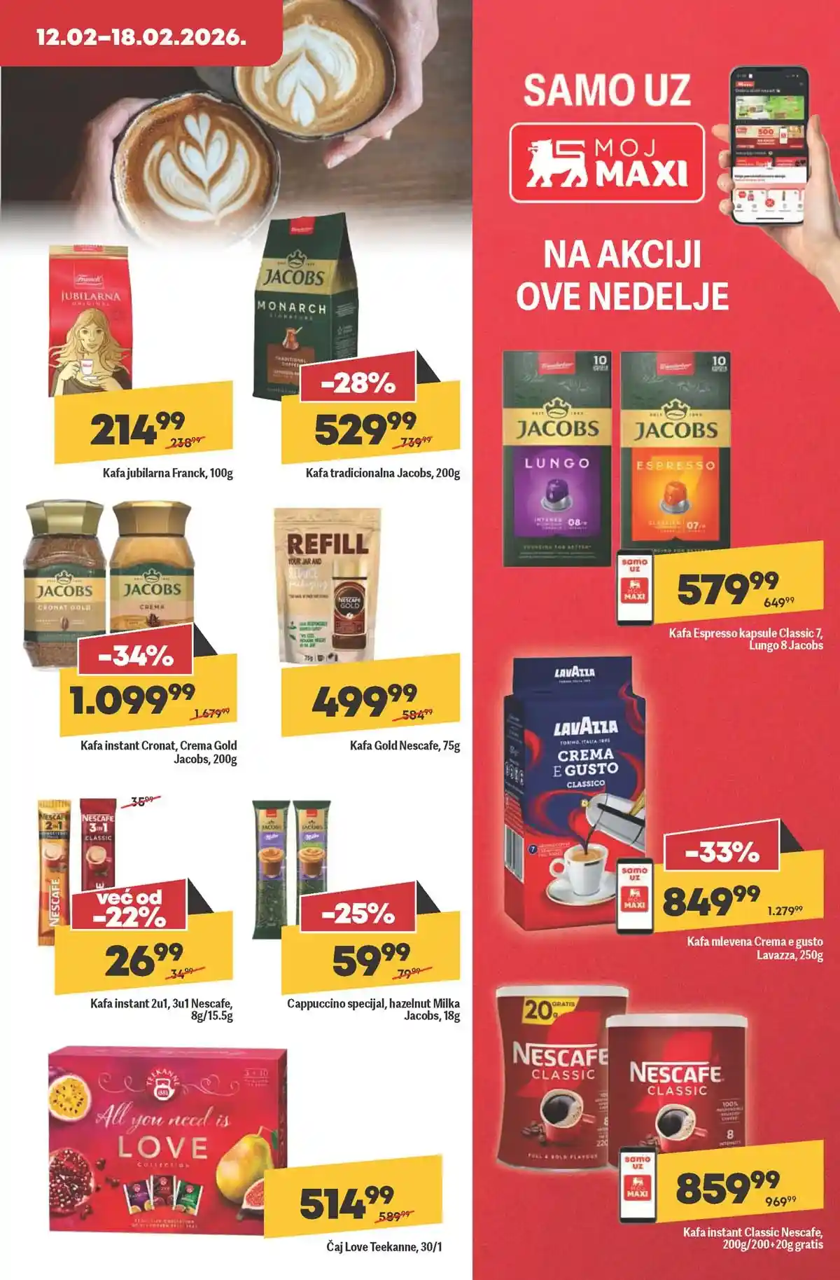 Maxi katalog nedeljna akcija strana 17 piće pakovanja popusti do 18. februara 2026 Maxi nedeljni katalog strana 17 akcije na piće i pakovanja Srbija februar 2026