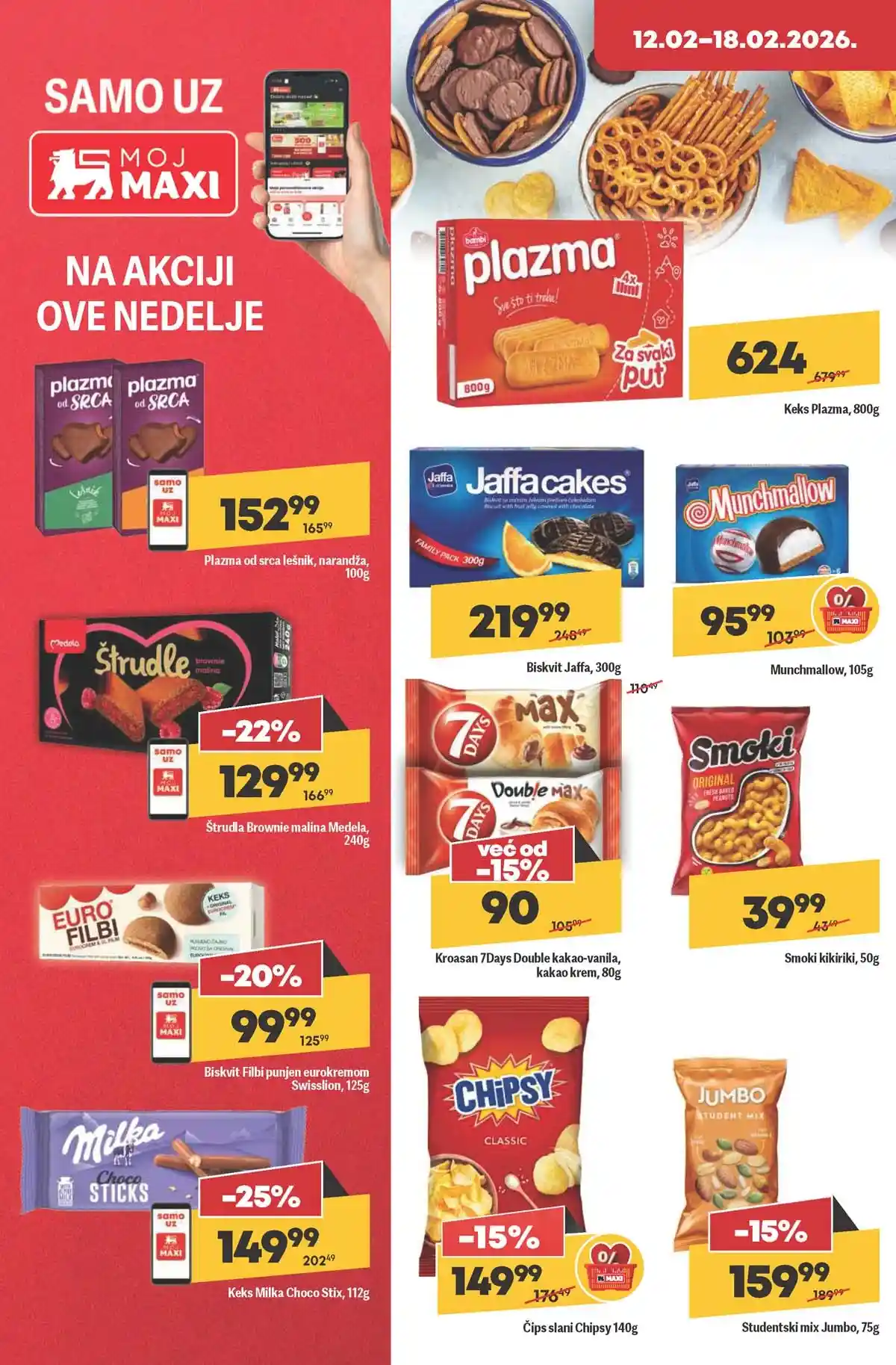 Maxi nedeljna akcija katalog strana 18 posebne ponude do 18. februara 2026 Maxi nedeljni katalog strana 18 posebne nedeljne ponude Srbija februar 2026