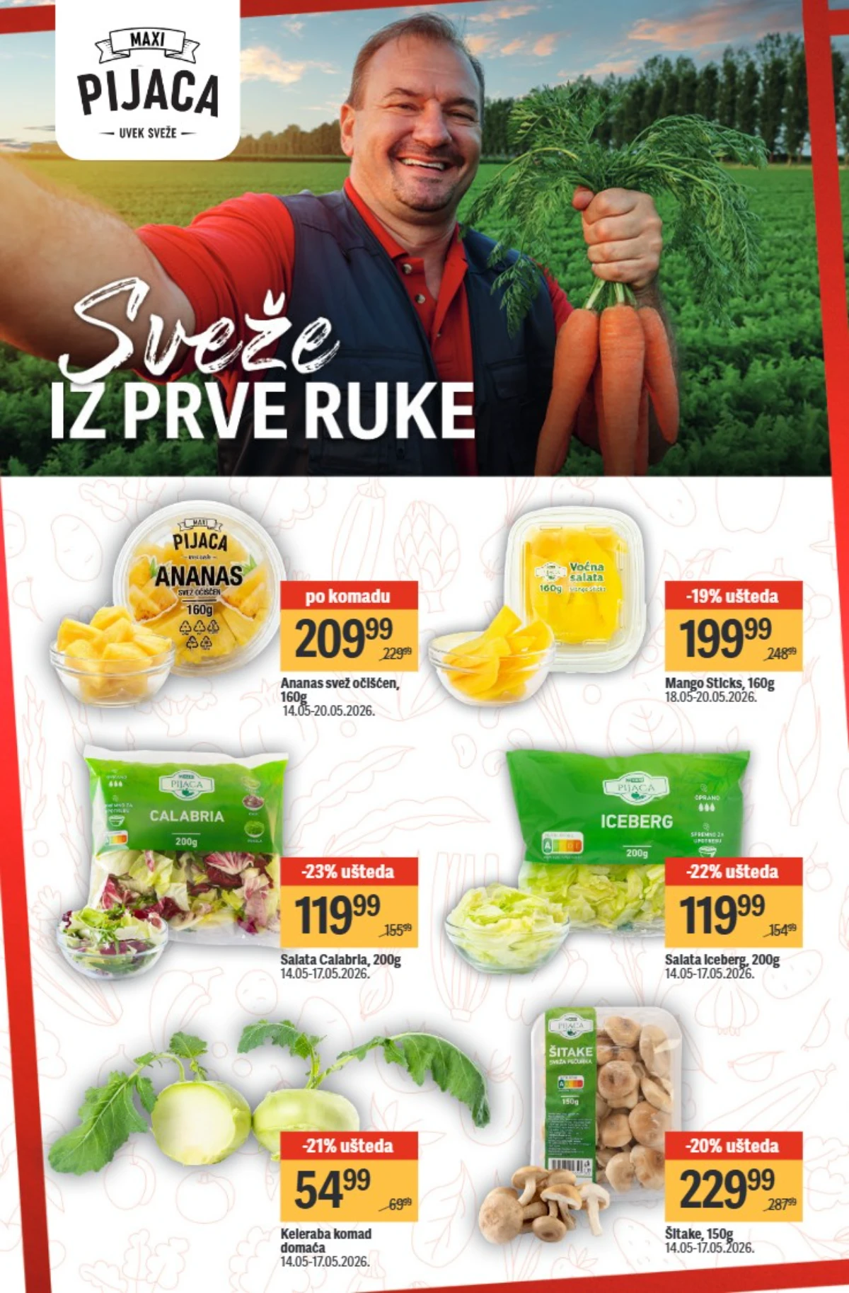 Maxi pijaca katalog 14–17.05.2026 – ananas, salata i keleraba po akcijskim cenama