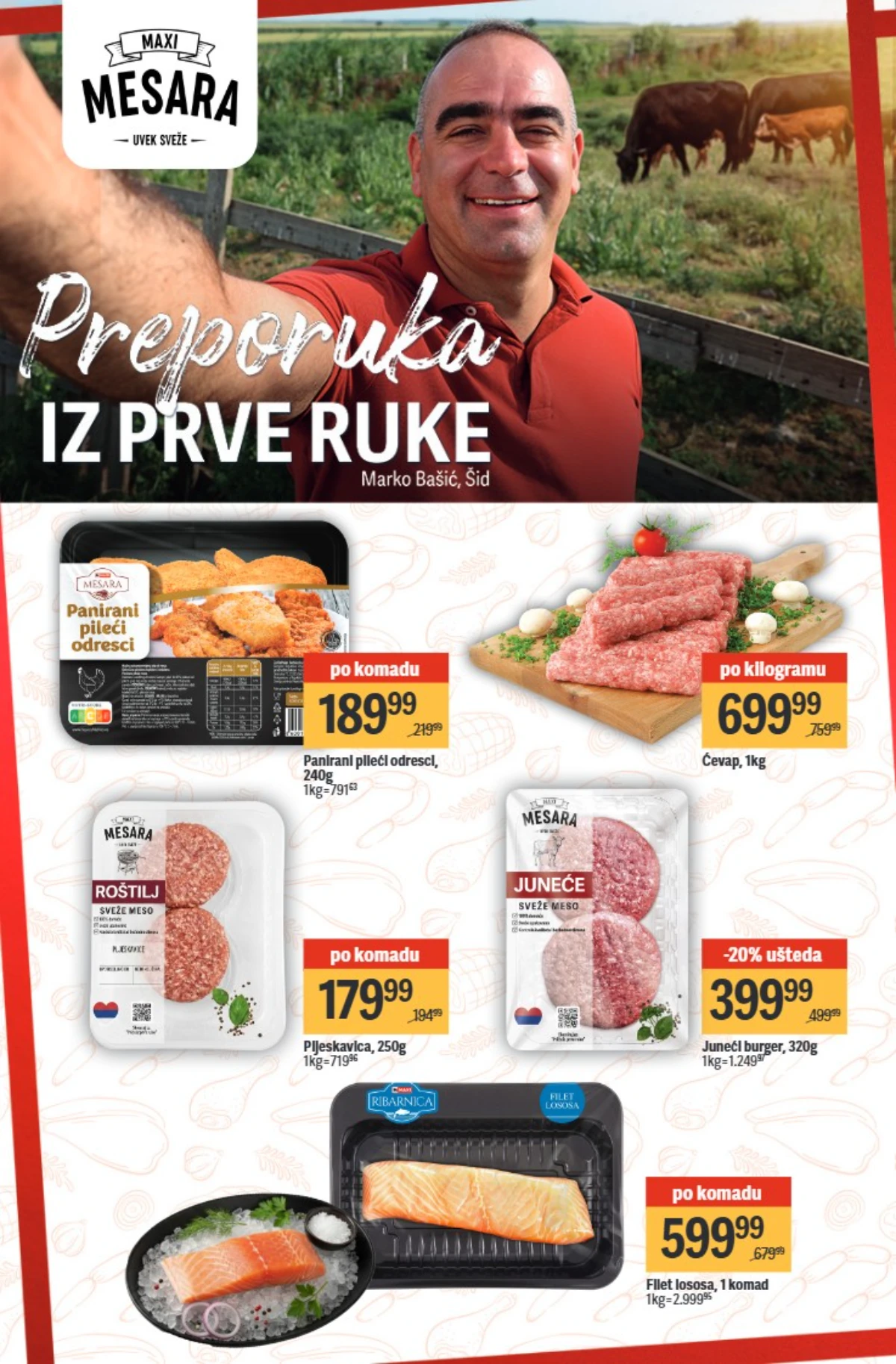 Maxi mesara katalog 14–17.05.2026 – ćevapi, juneći burger i filet lososa na akciji