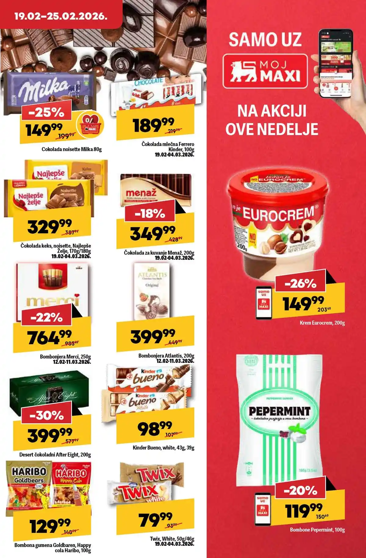 Maxi katalog nedeljna akcija strana 19 dodatni popusti do 25. februara 2026 Maxi nedeljni katalog strana 19 dodatni popusti i paketi Srbija februar 2026