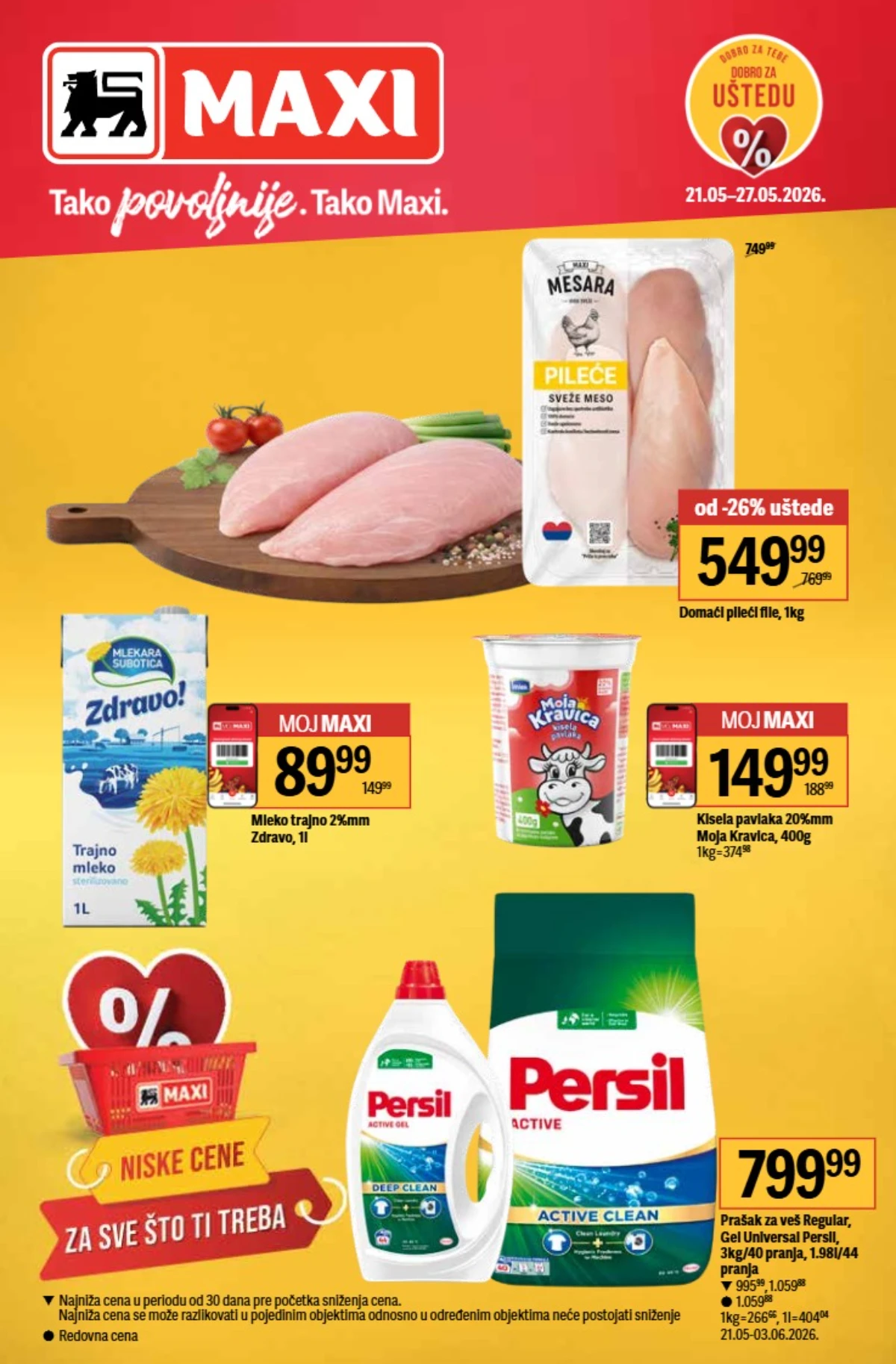 Maxi katalog 21–27.05.2026 Srbija – pileći file, Persil, sladoledi i sveže voće po akcijskim cenama