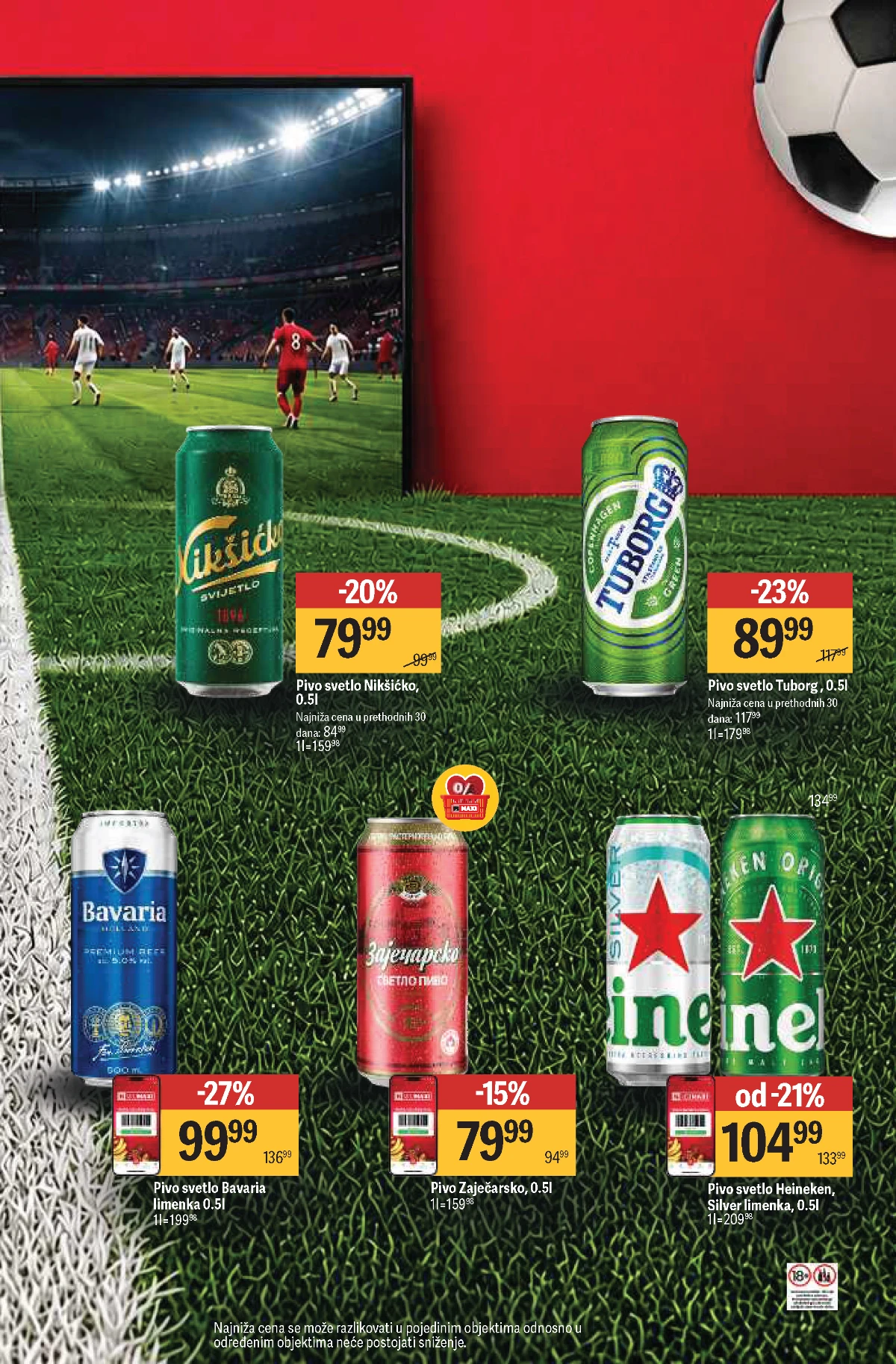 Maxi akcija na pivo Nikšićko, Tuborg, Bavaria, Heineken i Zaječarsko