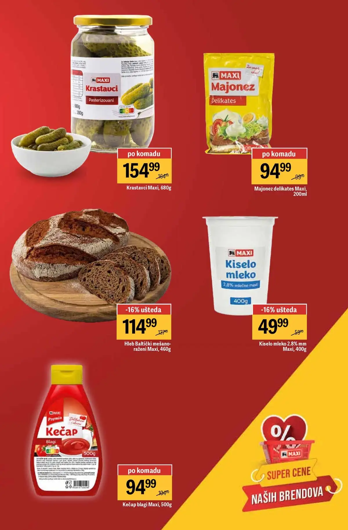 Maxi katalog nedeljna akcija strana 5 mlečni proizvodi sniženja do 01. april 2026 Maxi nedeljni katalog strana 5 mlečni proizvodi sirevi i jogurti akcija Srbija mart 2026
