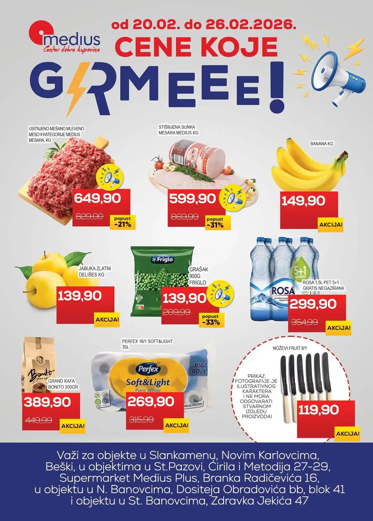 Medius akcija Cene koje grme katalog sniženja prehrane pića i kućnih proizvoda do 26. februara 2026.