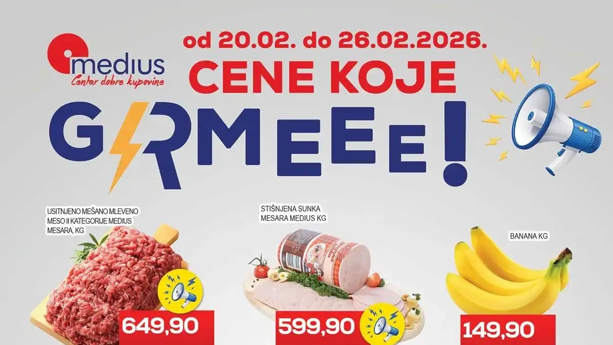 Medius akcija Cene koje grme sniženja prehrane i kućnih proizvoda do 26. februara 2026.