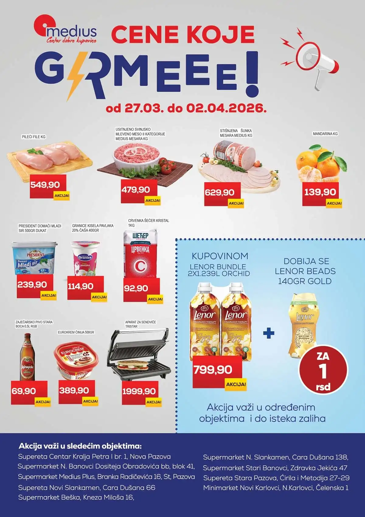 Medius akcija Cene koje grme – katalog sniženja prehrane, pića i kućnih proizvoda mart 2026