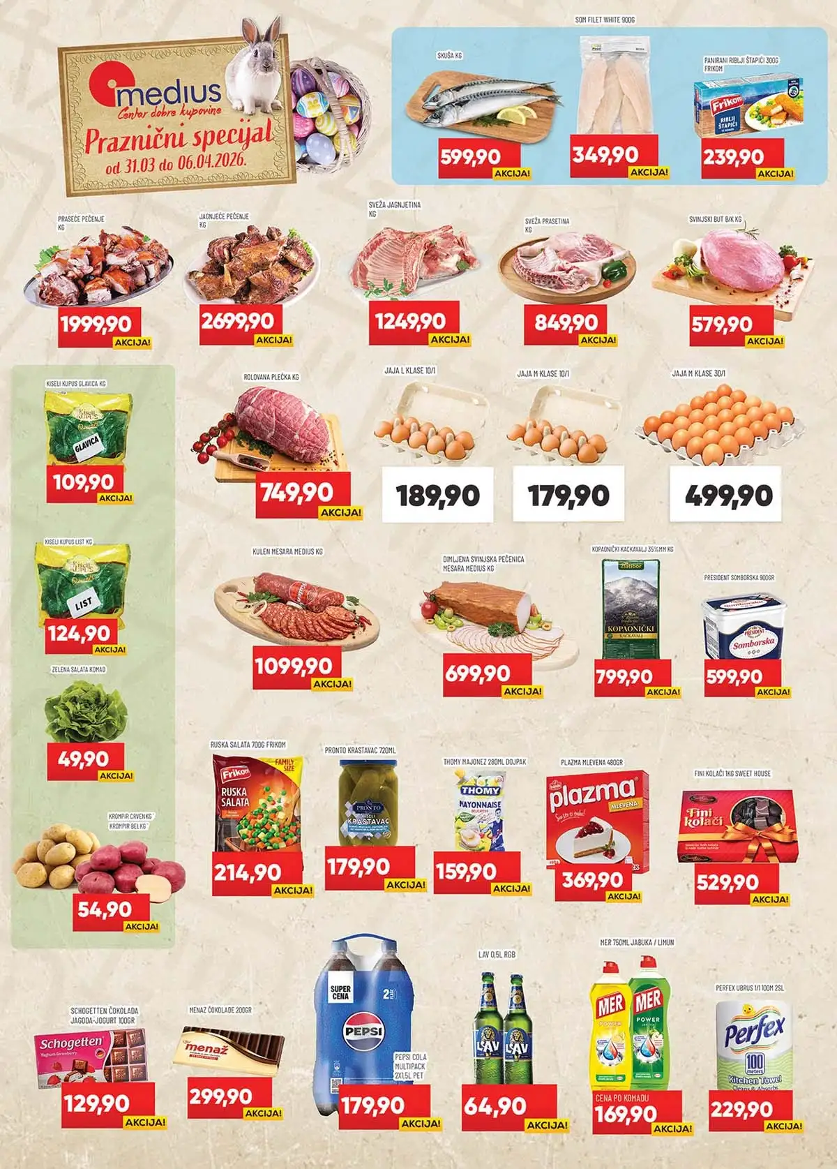 Medius Praznični specijal akcija – katalog sniženja prehrane, pića i kućnih proizvoda april 2026