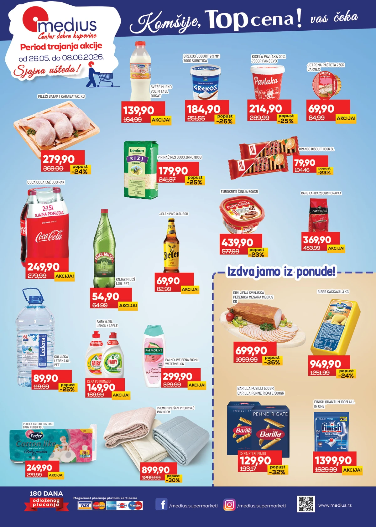 Medius akcija do 08.06.2026 – pileći batak, mleko, pavlaka i pirinač po nižim cenama