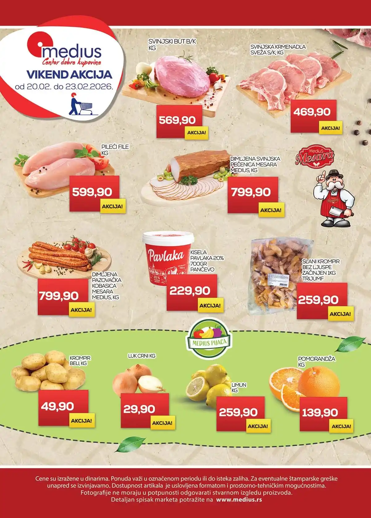 Medius vikend akcija – sniženja prehrane i kućnih proizvoda za vikend kupovinu do 23. februara 2026.