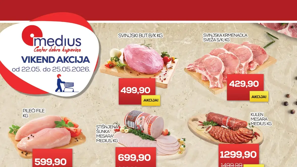 Medius vikend akcija 22–25.05.2026 – meso, kafa, sladoled i povrće po akcijskim cenama