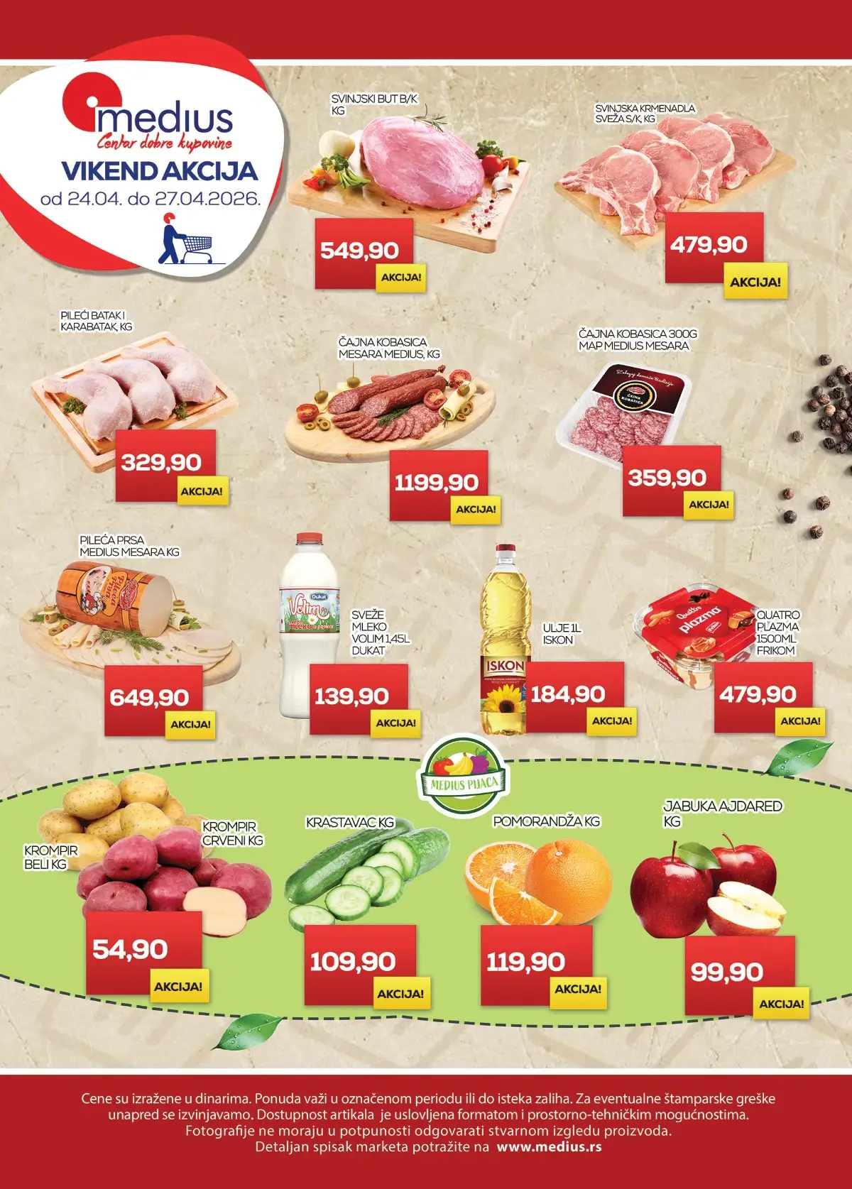 Medius akcija cene koje grme – katalog sniženja prehrane i kućnih proizvoda do 27. aprila 2026