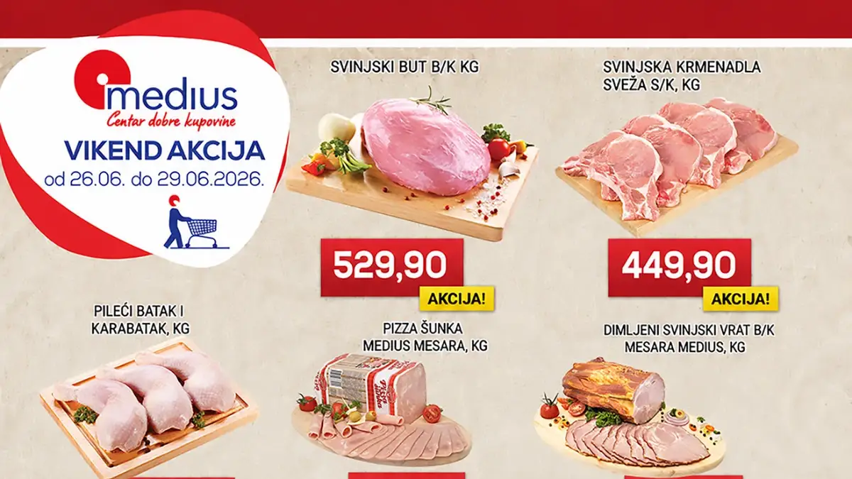 Medius vikend akcija do 37% popusta – meso, suhomesnati proizvodi, mlečni proizvodi, voće i povrće po nižim cenama