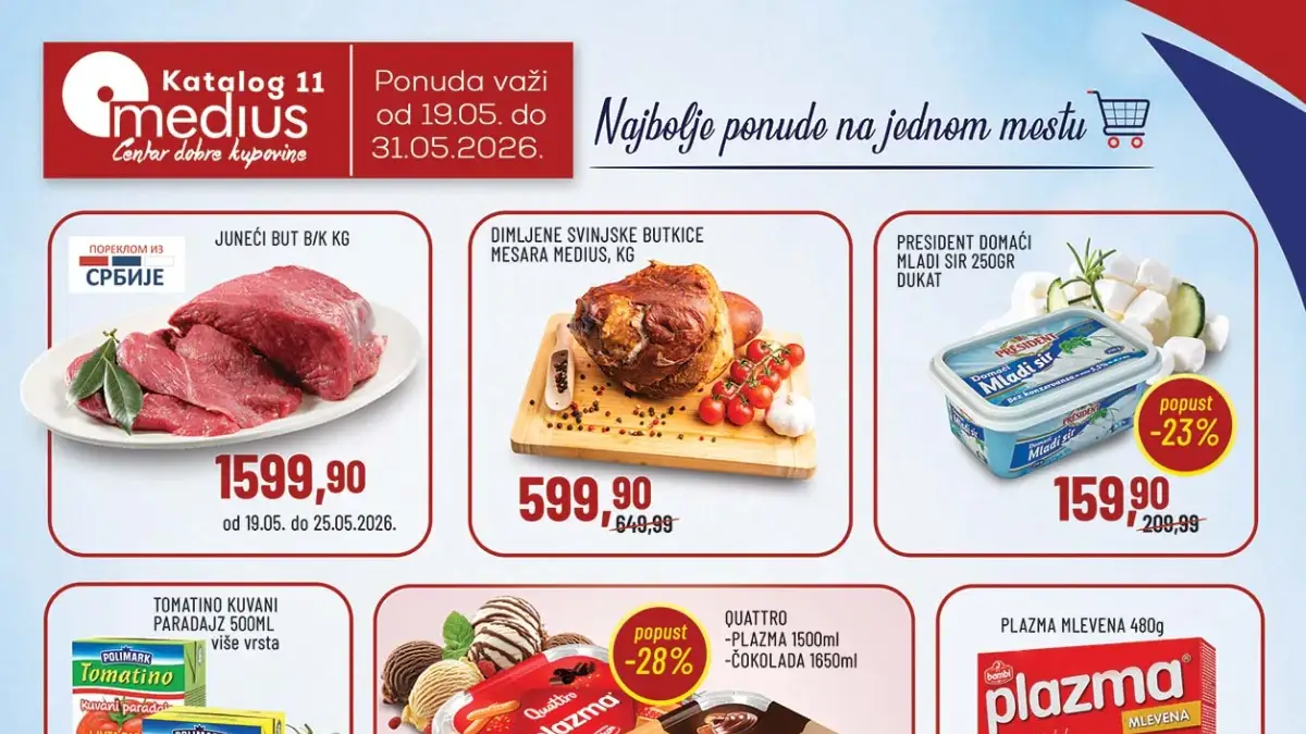 Medius katalog maj 2026 akcija – Plazma, Milka, meso, kafa i piće po sniženim cenama do 31.05.2026
