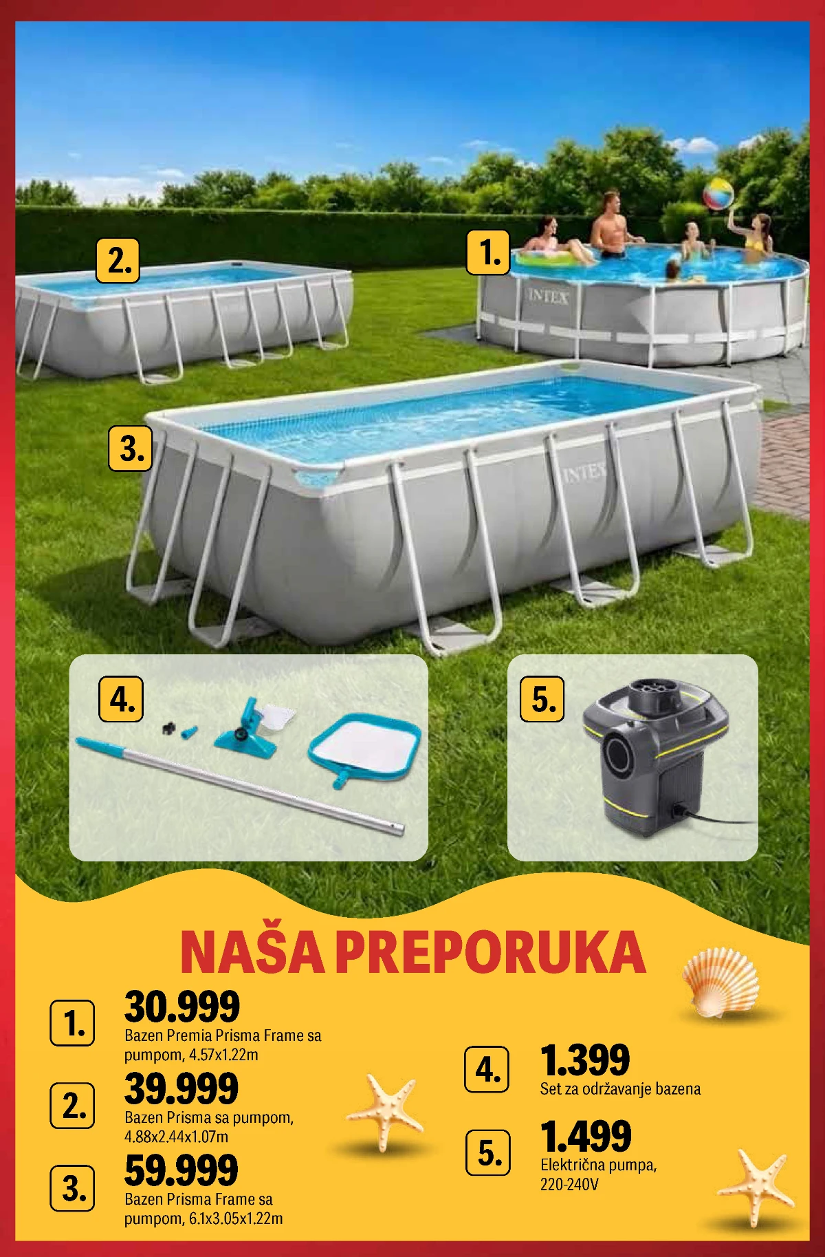 Mega Maxi letnja akcija 2026 – veliki bazeni Intex i oprema za održavanje bazena
