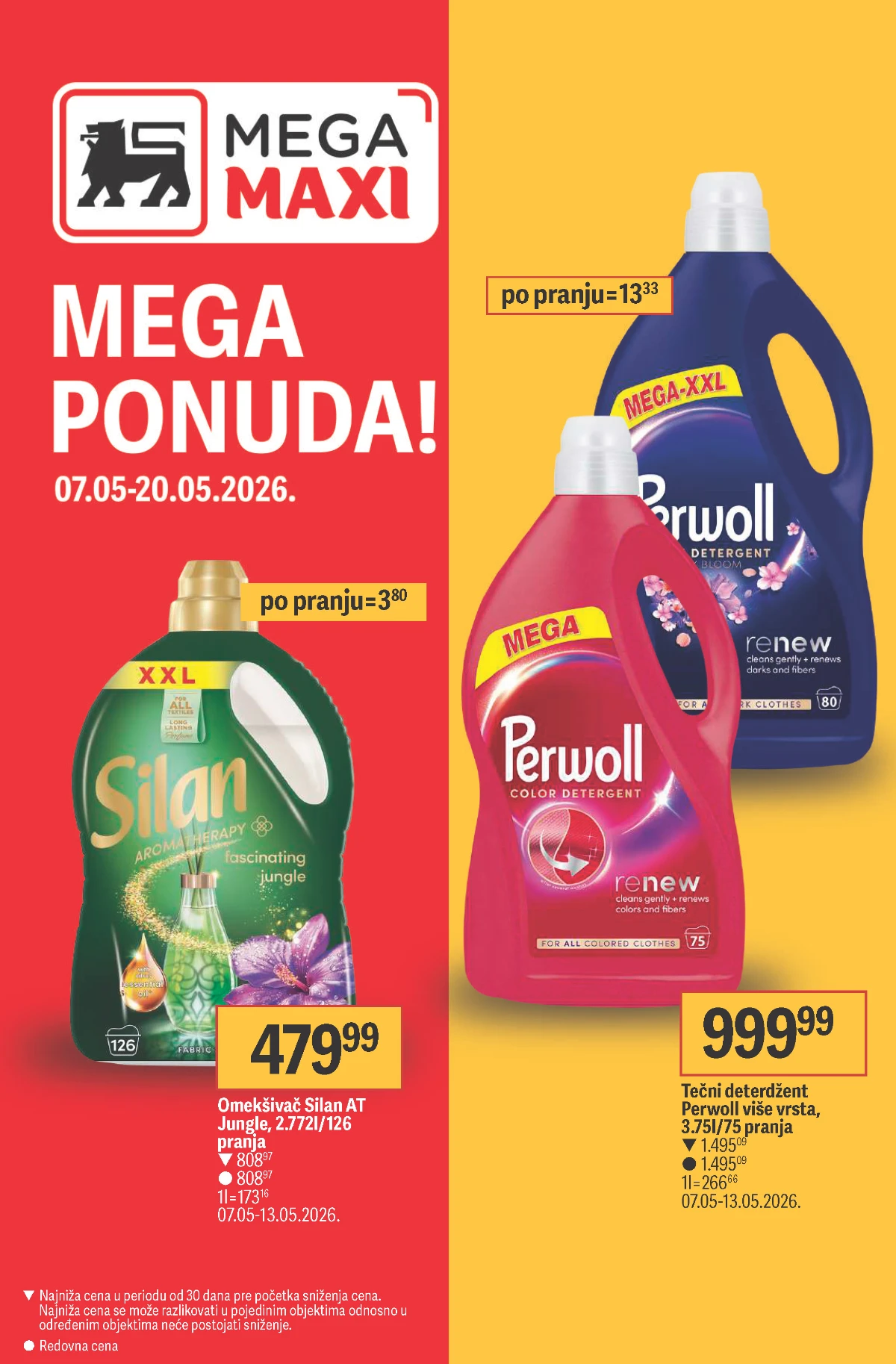 Mega Maxi katalog maj 2026 – Perwoll, Silan i proizvodi za domaćinstvo na akciji do 20.05.2026
