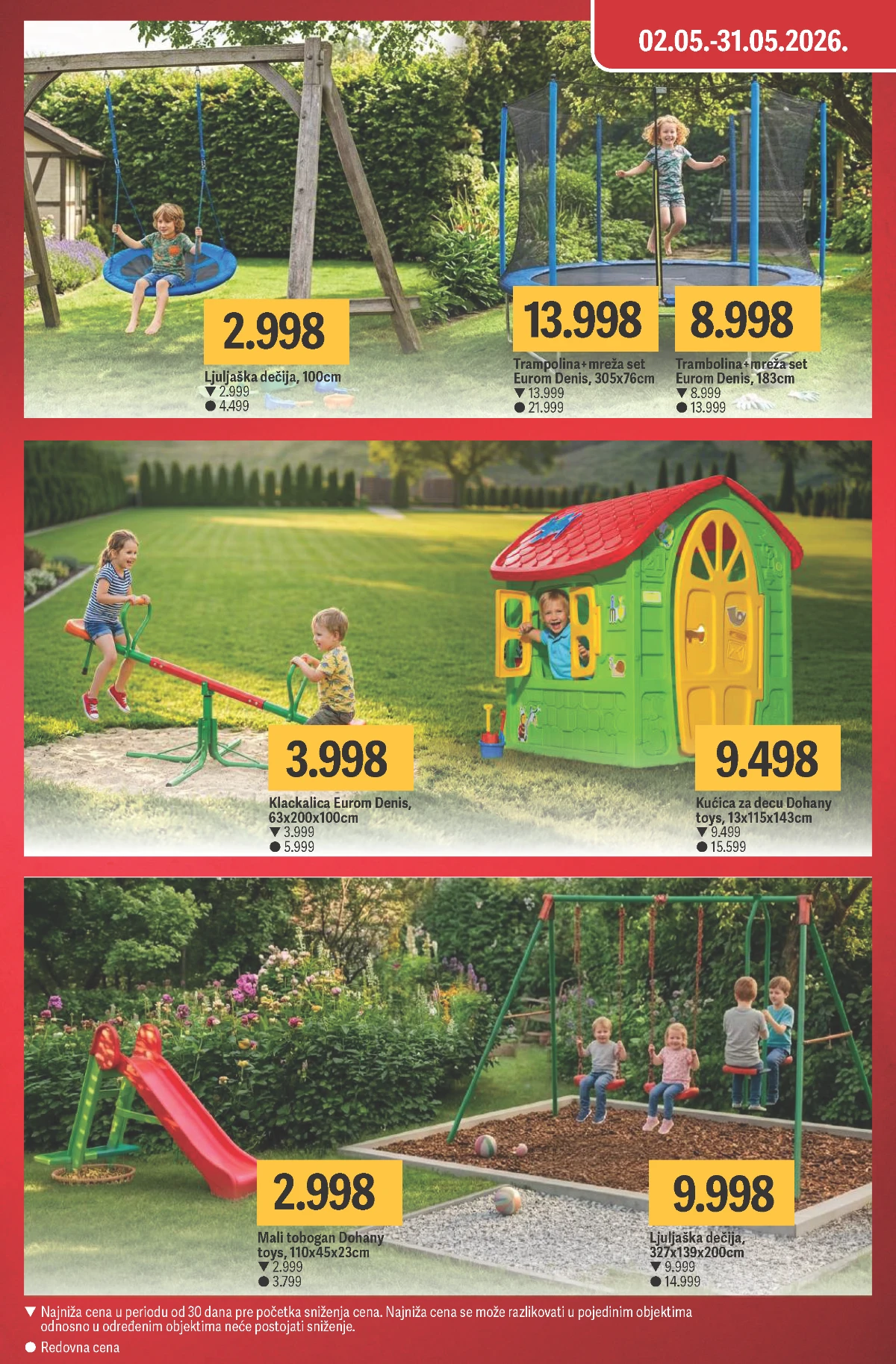 Mega Maxi katalog – trampoline, ljuljaške i dečiji program na akciji