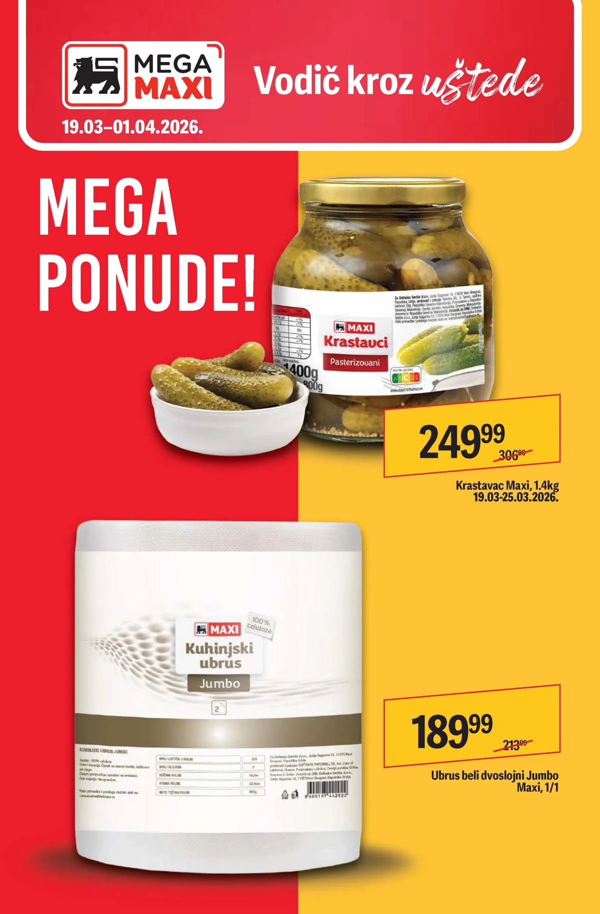 MEGA Maxi katalog sniženja do 71% alat aparati bicikli prehrana mart 2026