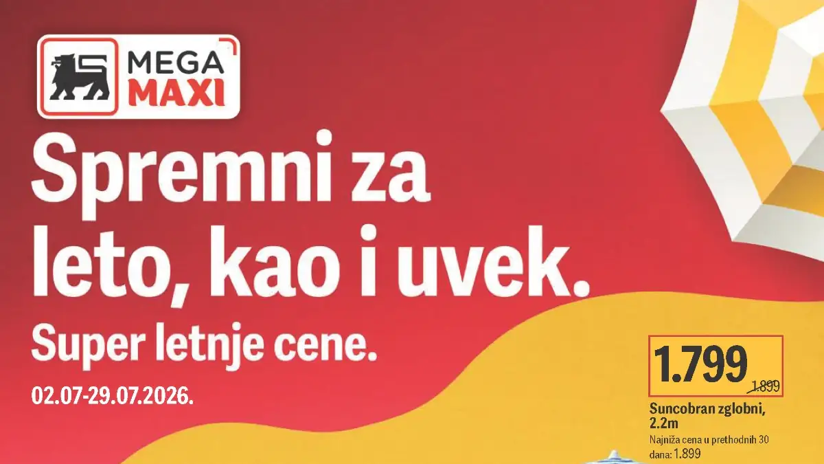 Mega Maxi letnja akcija do 27% popusta – super letnje cene i sezonska ponuda do 29.07.2026