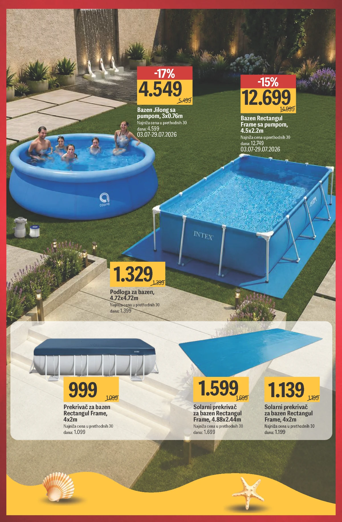 Mega Maxi letnja akcija – bazeni, podloge i prekrivači za bazene do 29.07.2026.