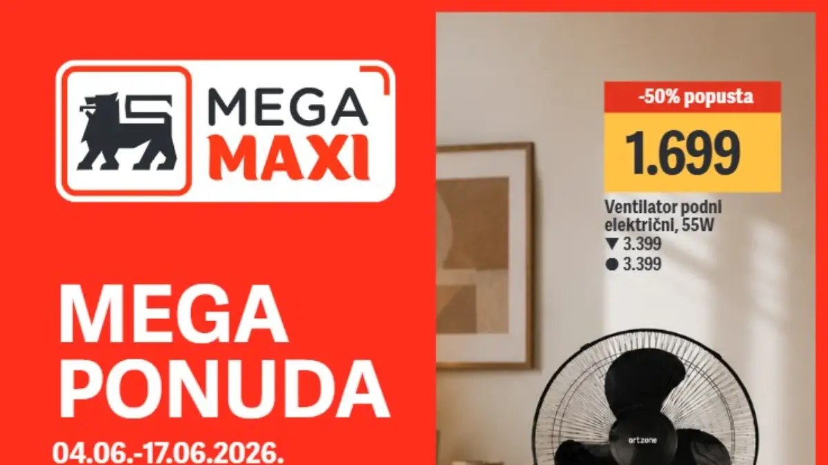 Mega Maxi akcija do 60% popusta do 17.06.2026 – klima uređaji, ventilatori, kućni aparati i baštenski setovi na sniženju