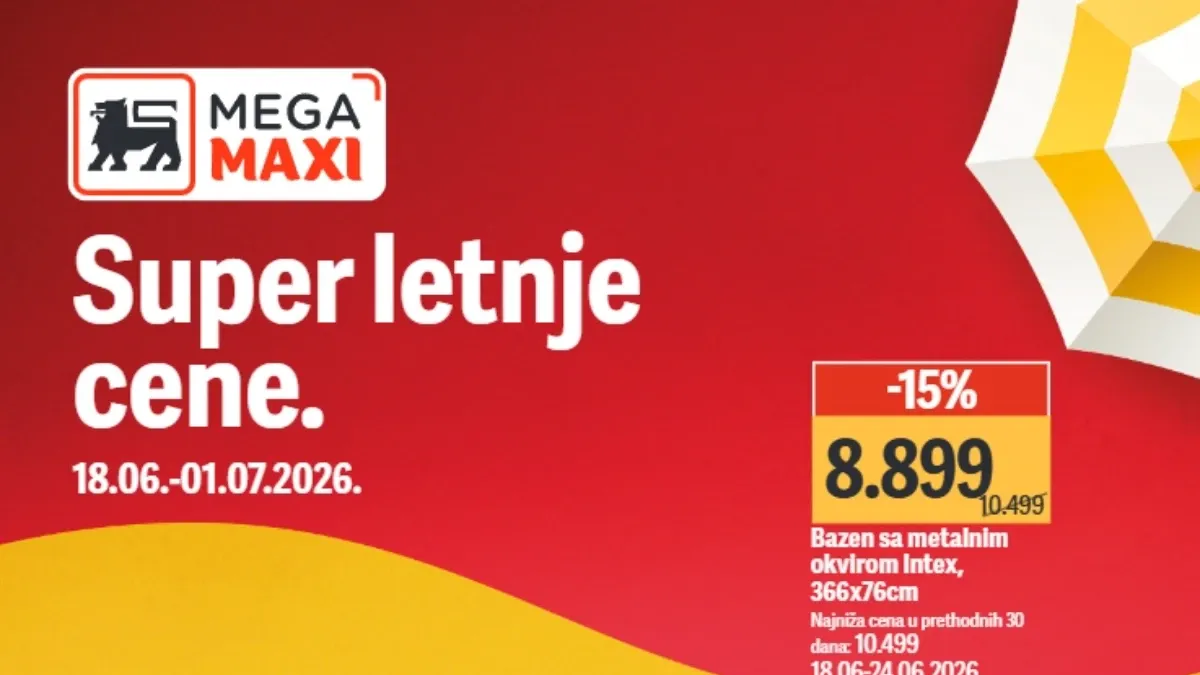 Mega Maxi akcija do 50% popusta do 22.07.2026 – letnja ponuda, tehnika, bazeni i kućne potrepštine