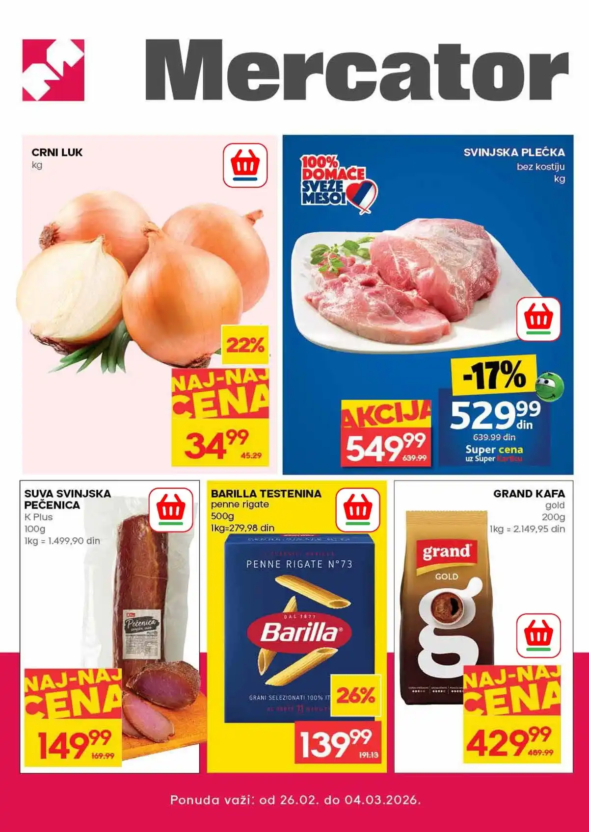 Mercator katalog sniženja do 4. marta 2026 Srbija – akcija na prehranu i kućne potrepštine