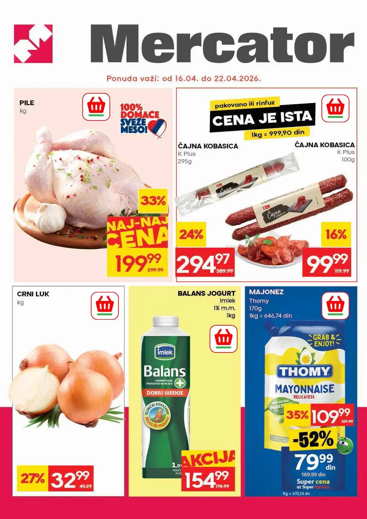 Mercator akcija – katalog sniženja na prehranu i kućne proizvode do 22.04.2026