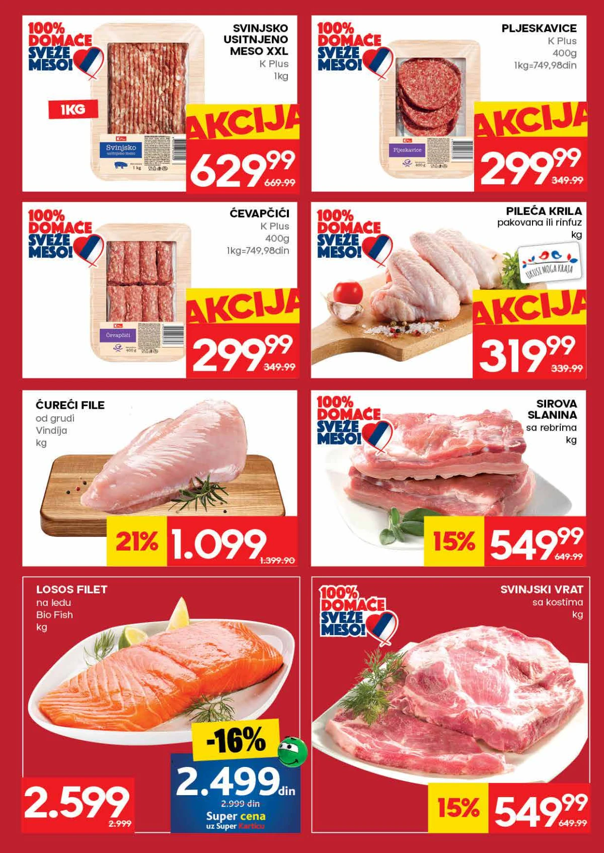Mercator katalog strana 5 – mleveno meso, ćevapi, piletina, slanina i riba na akciji