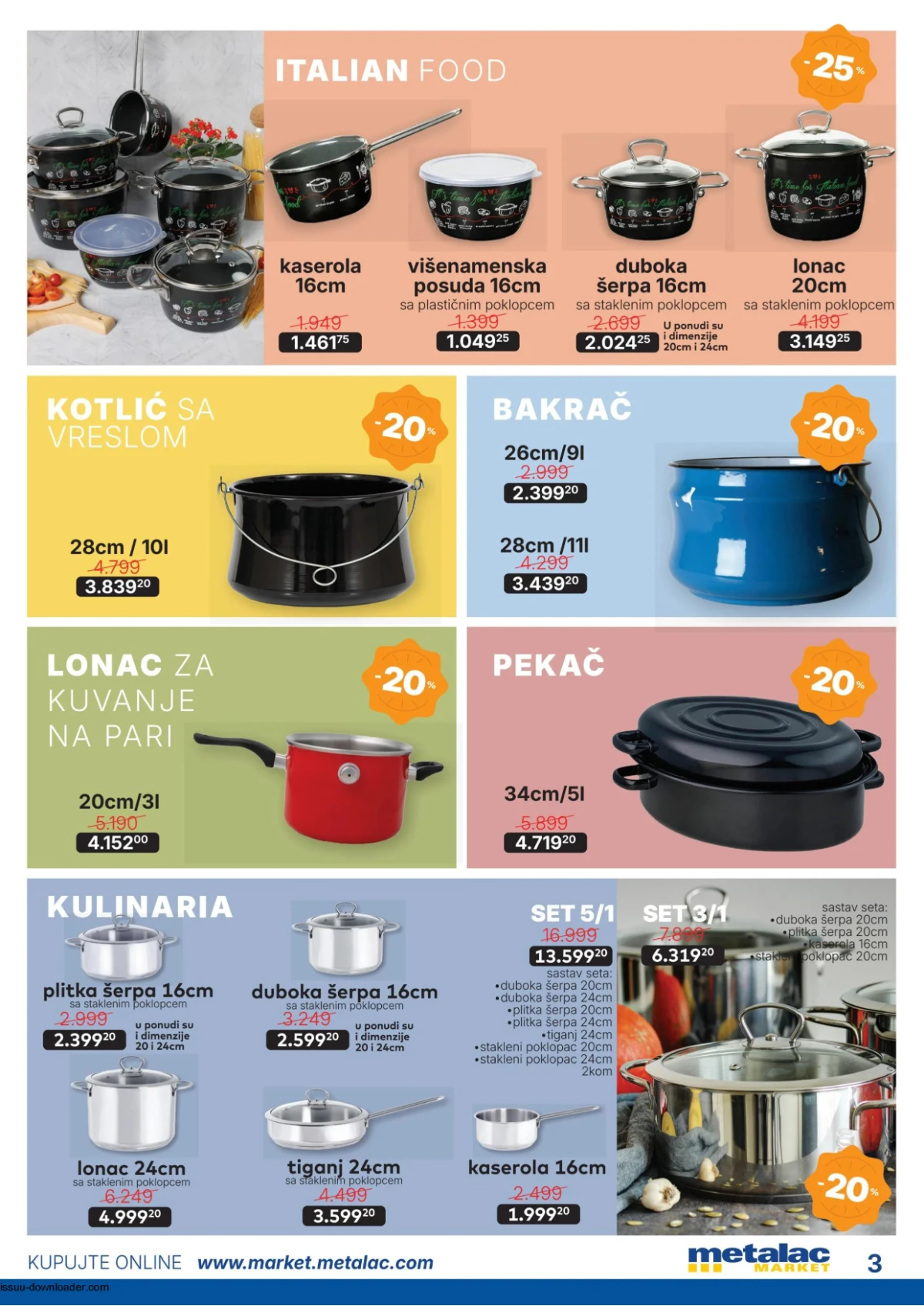 Metalac Market katalog jun 2026 strana 3 – posuđe i lonci na akciji