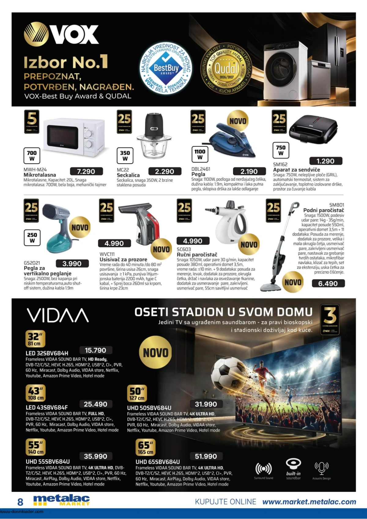 Metalac Market katalog jun 2026 strana 8 – televizori i mali kućni aparati