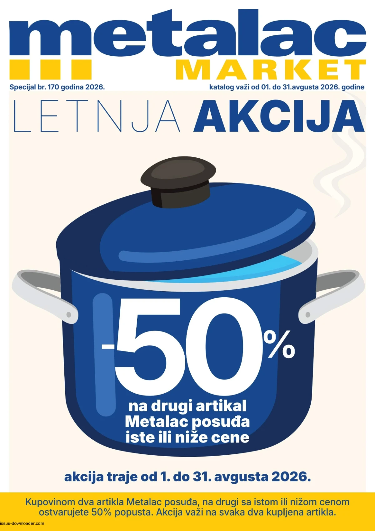Metalac Market katalog za avgust 2026 – drugi Metalac proizvod iste ili niže cene uz 50% popusta do 31.08.2026.