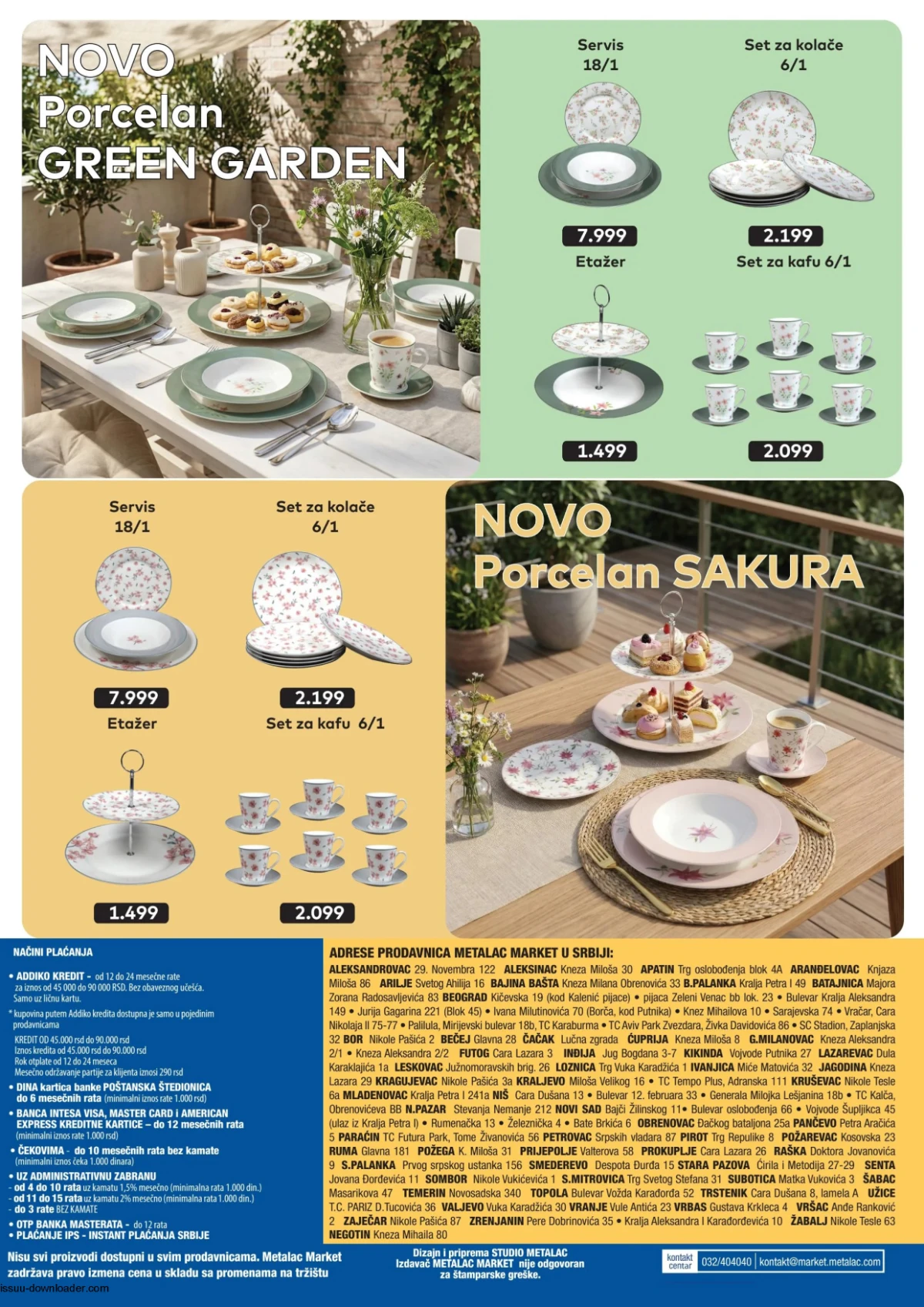Metalac Market katalog avgust 2026 strana 12 – novi porcelanski servisi Green Garden i Sakura.